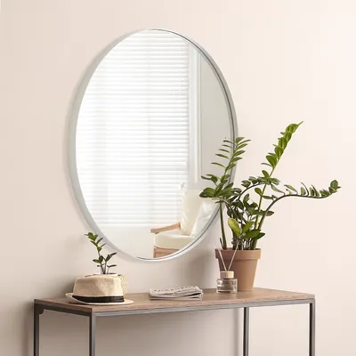 מראה עגולה מסגרת מתכת לבנה- מבחר גדלים לבחירה