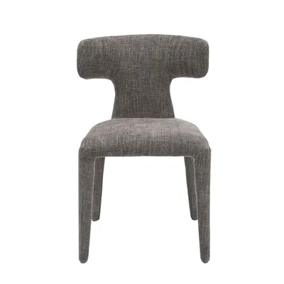 כסא אוכל מעוצב דגם NIKI בד אריג בגוון אפור כהה