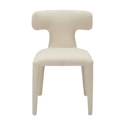 כסא אוכל מעוצב דגם NIKI בד אריג בגוון שמנת