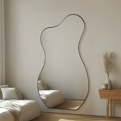 מראה ענקית מעוצבת דגם EMORF XL מסגרת מתכת שחורה-180 סמ