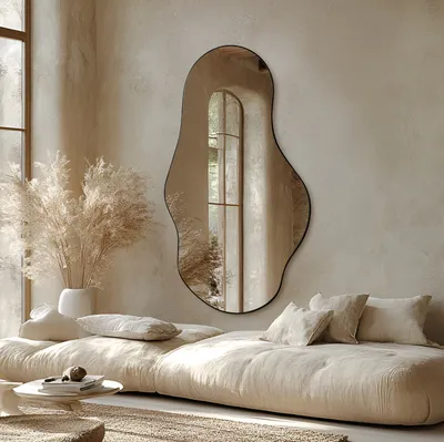 מראה מעוצבת דגם RIVER מסגרת מתכת שחורה - מידות לבחירה