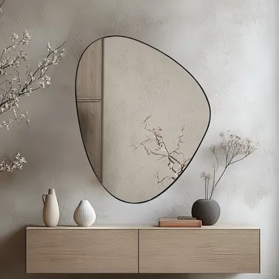 מראה מעוצבת דגם ADEL בסגנון משולש מעוגל מסגרת מתכת שחורה