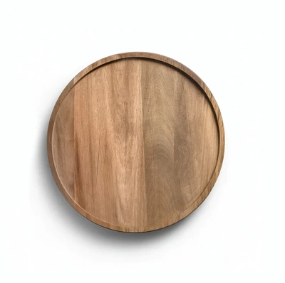 מגש הגשה עץ מלא עגול דגם GOSHEN - קוטר 35 סמ