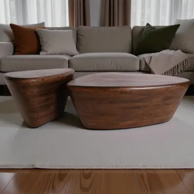 שולחן סלון מעוצב עץ מנגו דגם ROCK -אגוז