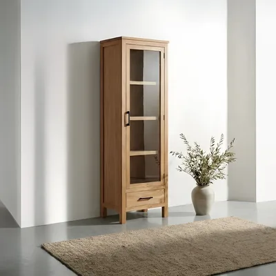 ויטרינה צרה מעוצבת דגם ALBA עץ וזכוכית