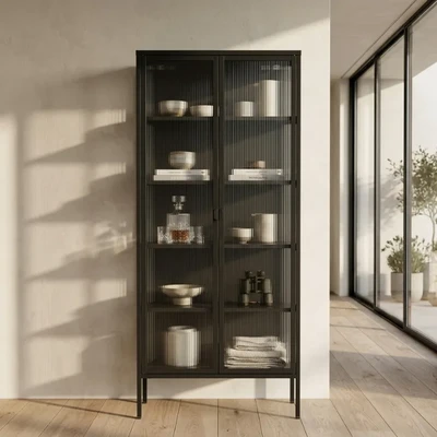 ויטרינה מעוצבת VITRA זכוכית גלית צבע שחור