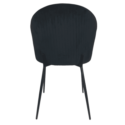 כסא אוכל מעוצב דגם STRIPES דמוי עור שחור רגלים שחורות