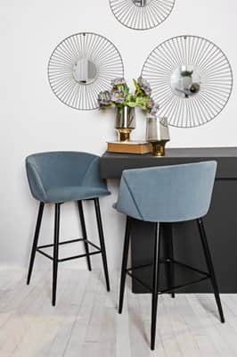 כסא בר מעוצב דגם CAESAR-בד קטיפה גוון אפור