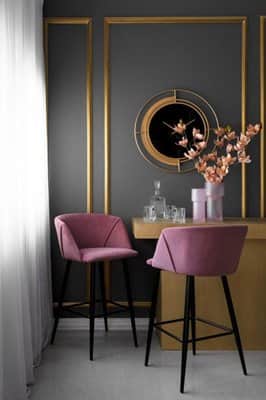 כסא בר מעוצב דגם CAESAR-בד קטיפה גוון ורוד