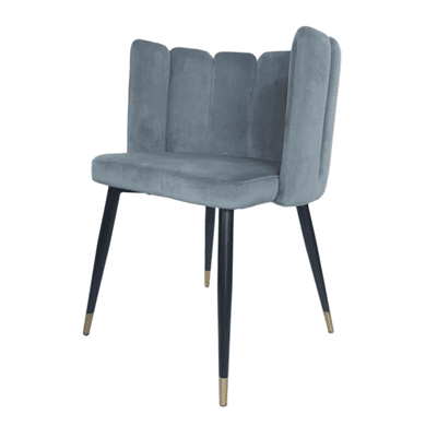 כסא אוכל צדפה קטיפה דגם MONA-אפור