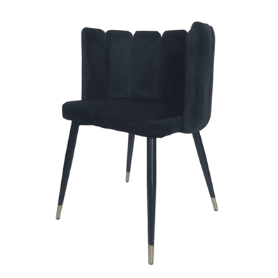 כסא אוכל צדפה קטיפה דגם MONA- שחור