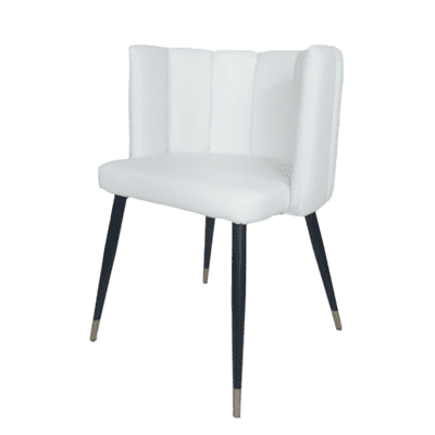 כסא אוכל צדפה דגם MONA דמוי עור-לבן